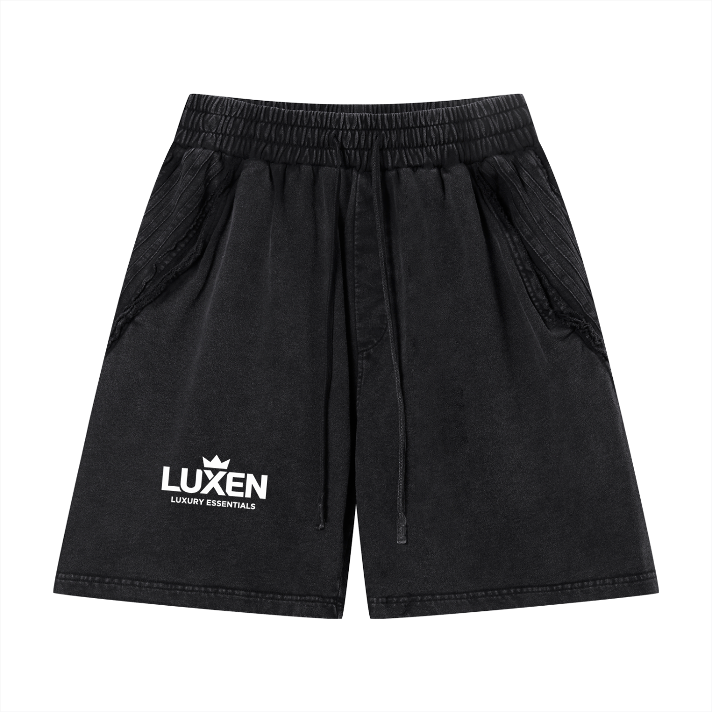 LUXEN Unisex Vintage Wash Raw Edge Shorts