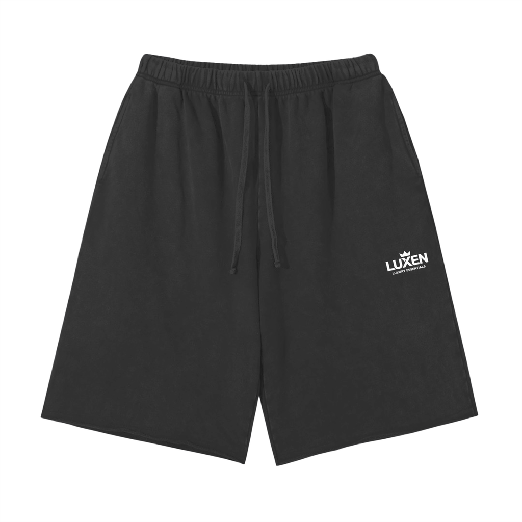LUXEN Snow Washed Raw Hem Shorts