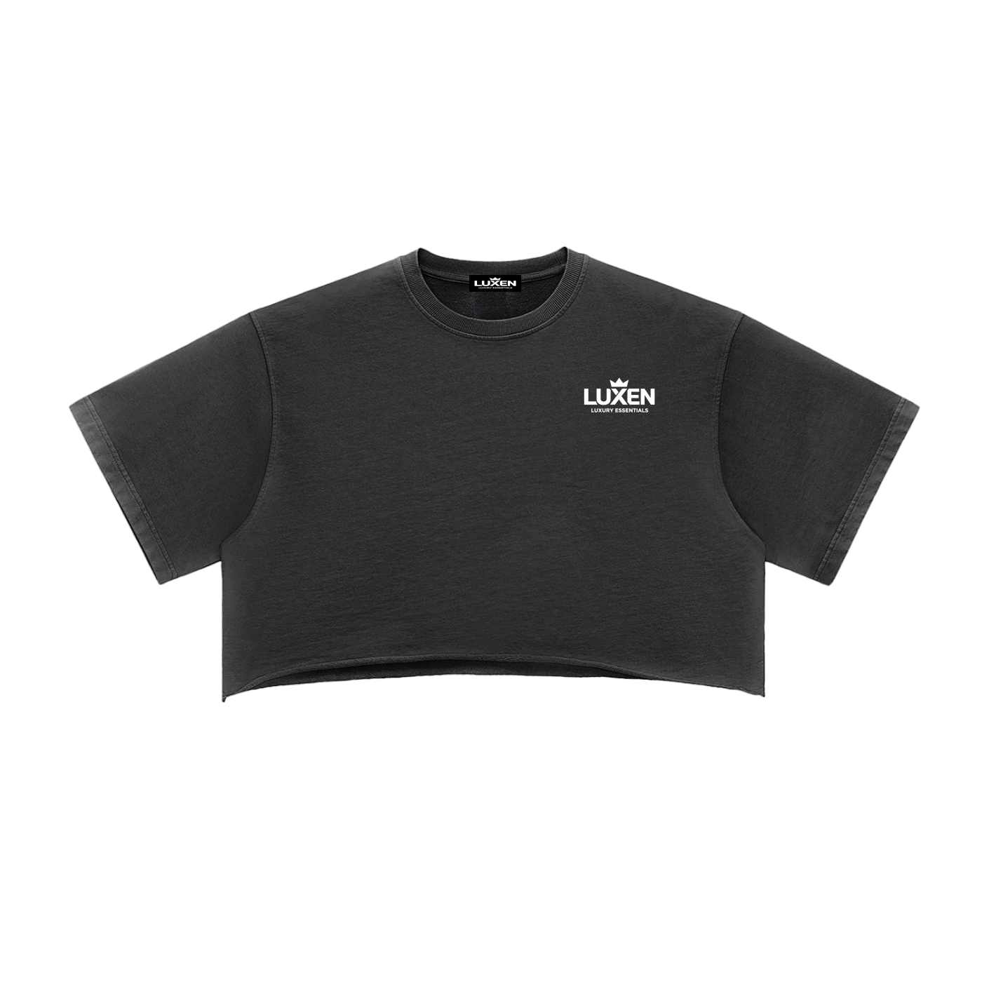 LUXEN Core Crop Snow Washed Raw Edge Crop Top 280 gsm