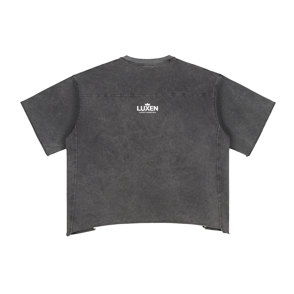Love Life GYM Front Raw Edge Snow Washed Boxy T-Shirt 260 gsm
