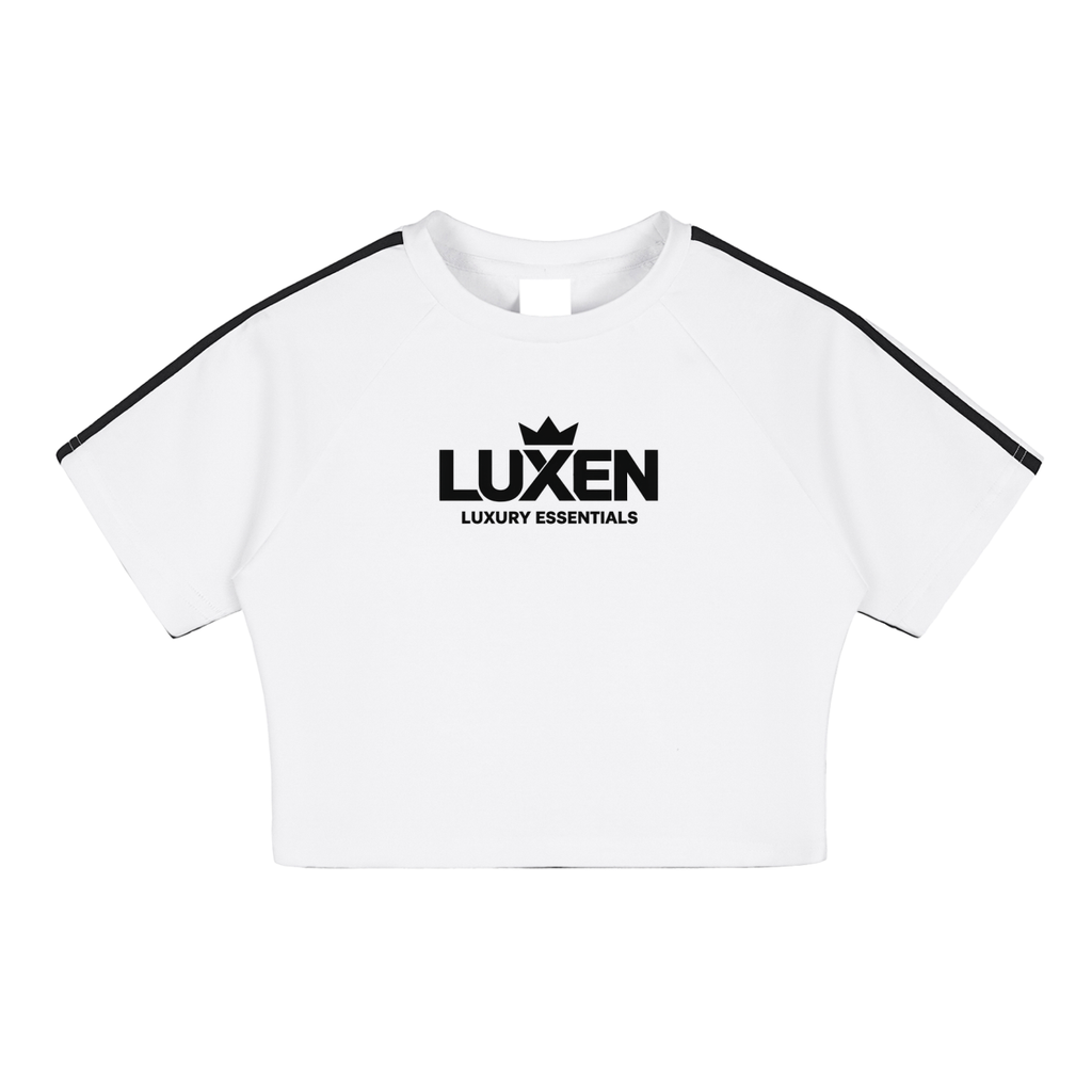 LUXEN White Taped Cooling Performance Crop Top