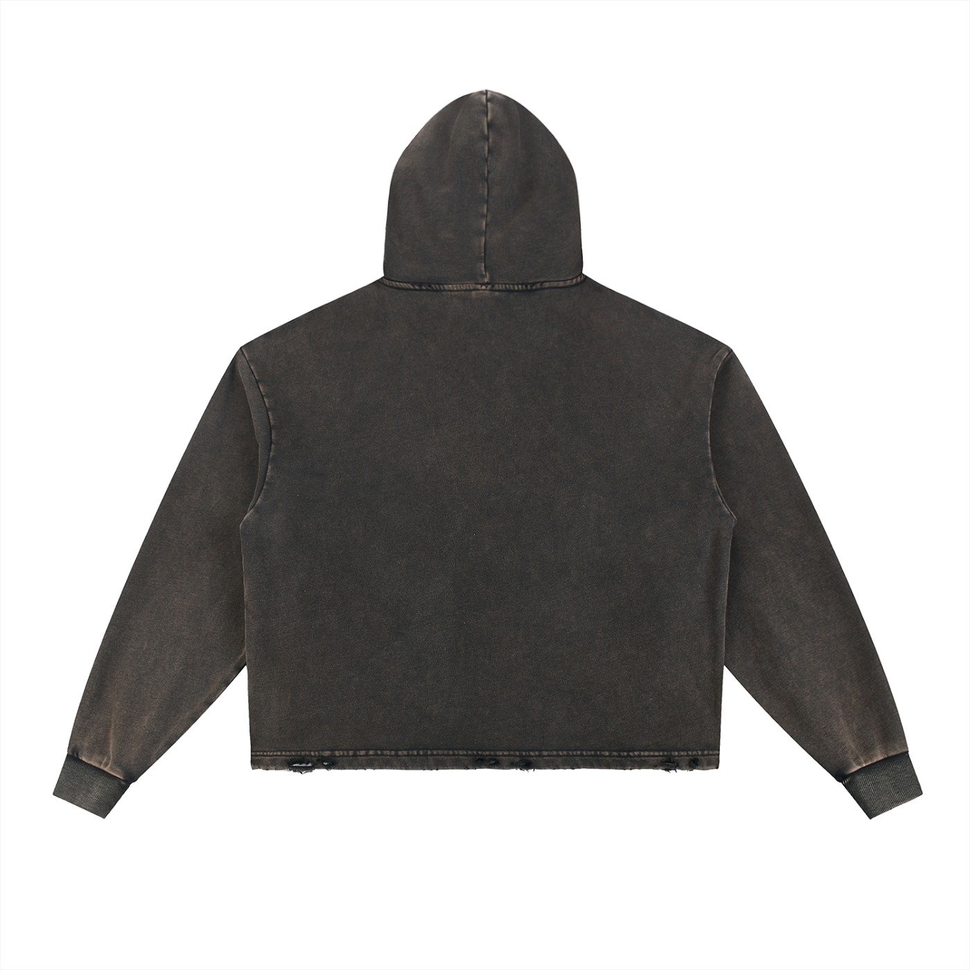 LUXEN Vintage Washed Frayed-Hem Hoodie 340 gsm