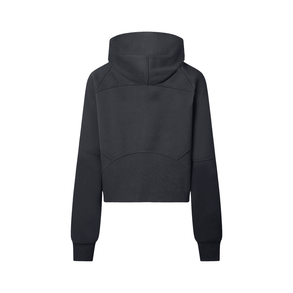 LUXEN Black Cropped Half-Zip Hoodie