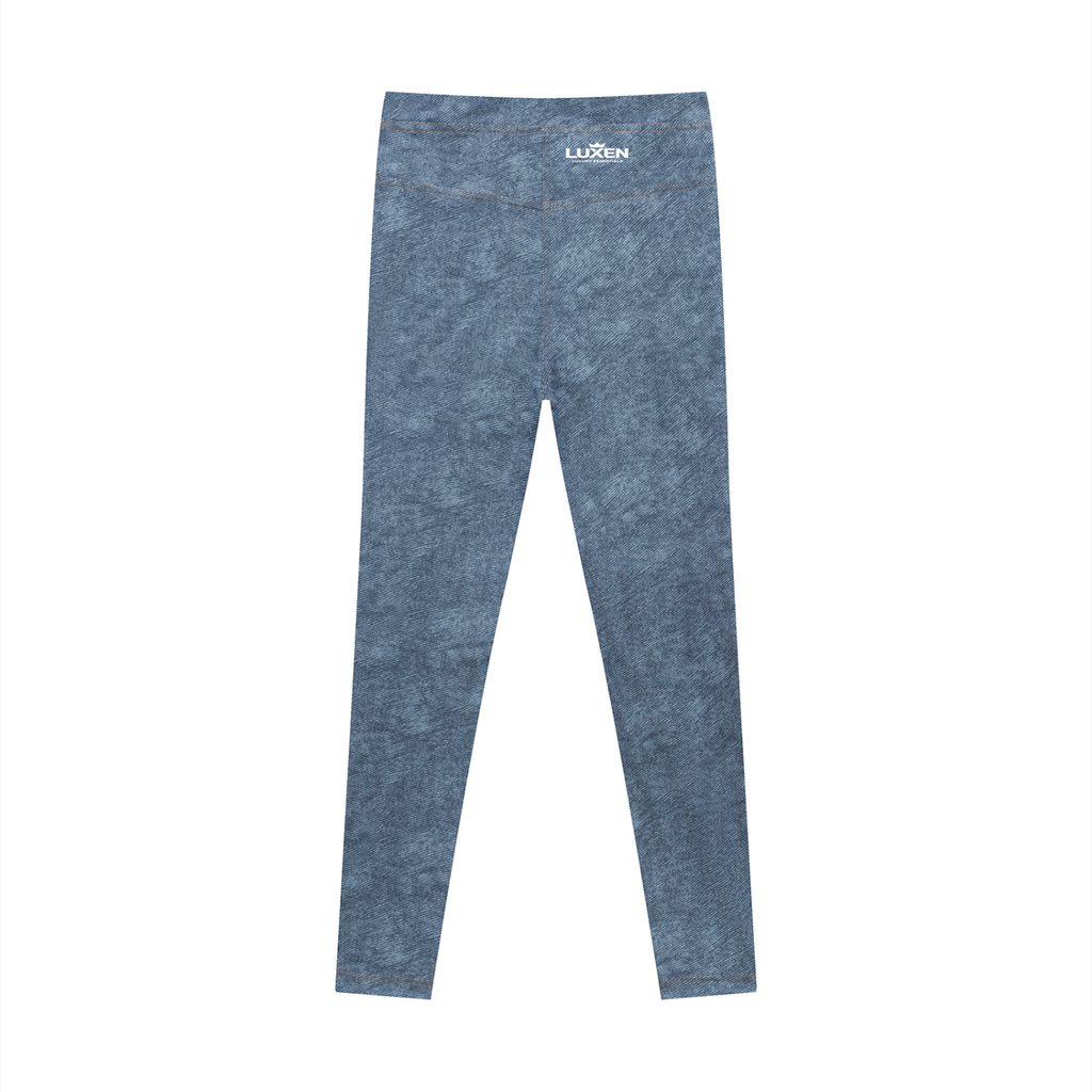 LUXEN Women's Faux Denim Zip-Fly Leggings