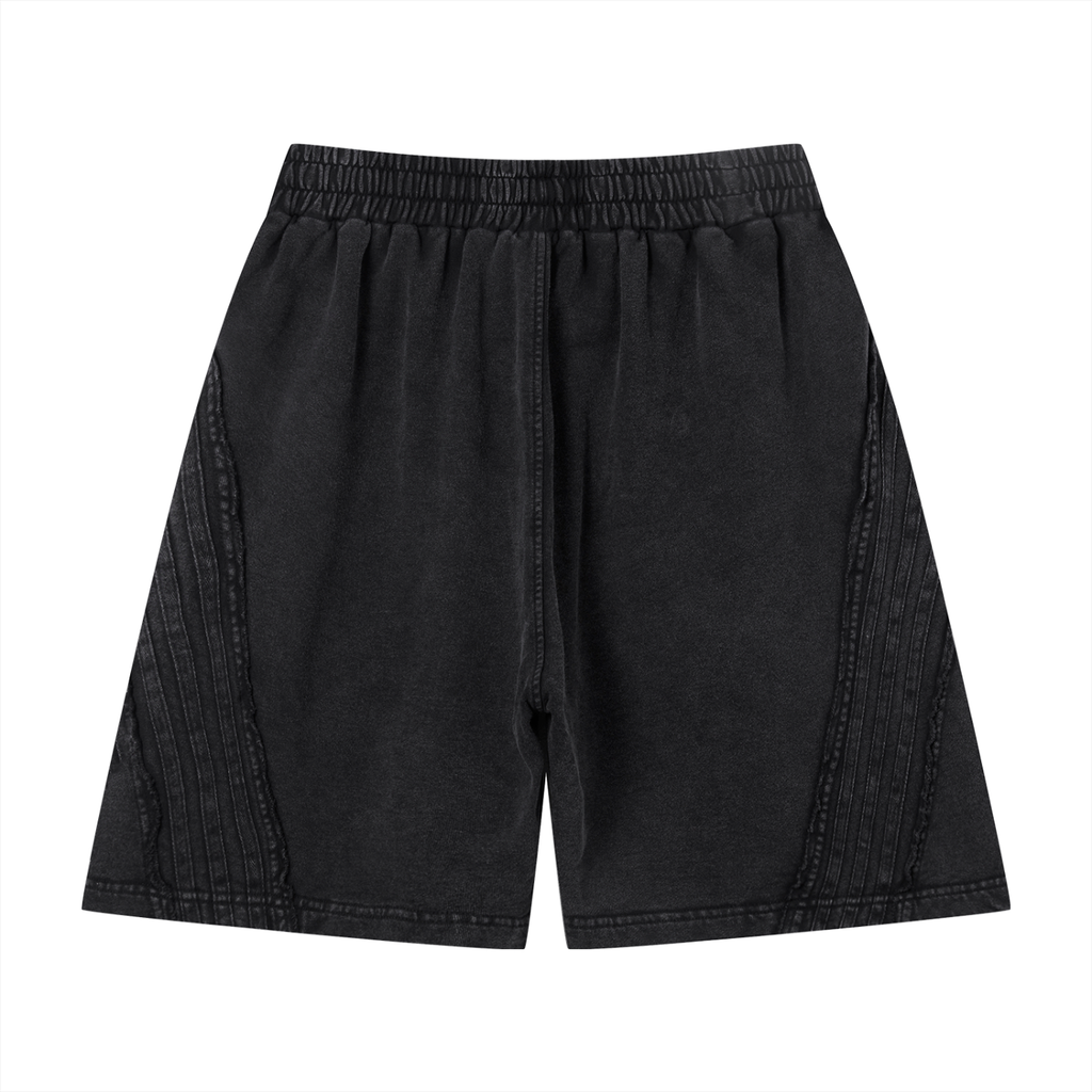 LUXEN Unisex Vintage Wash Raw Edge Shorts