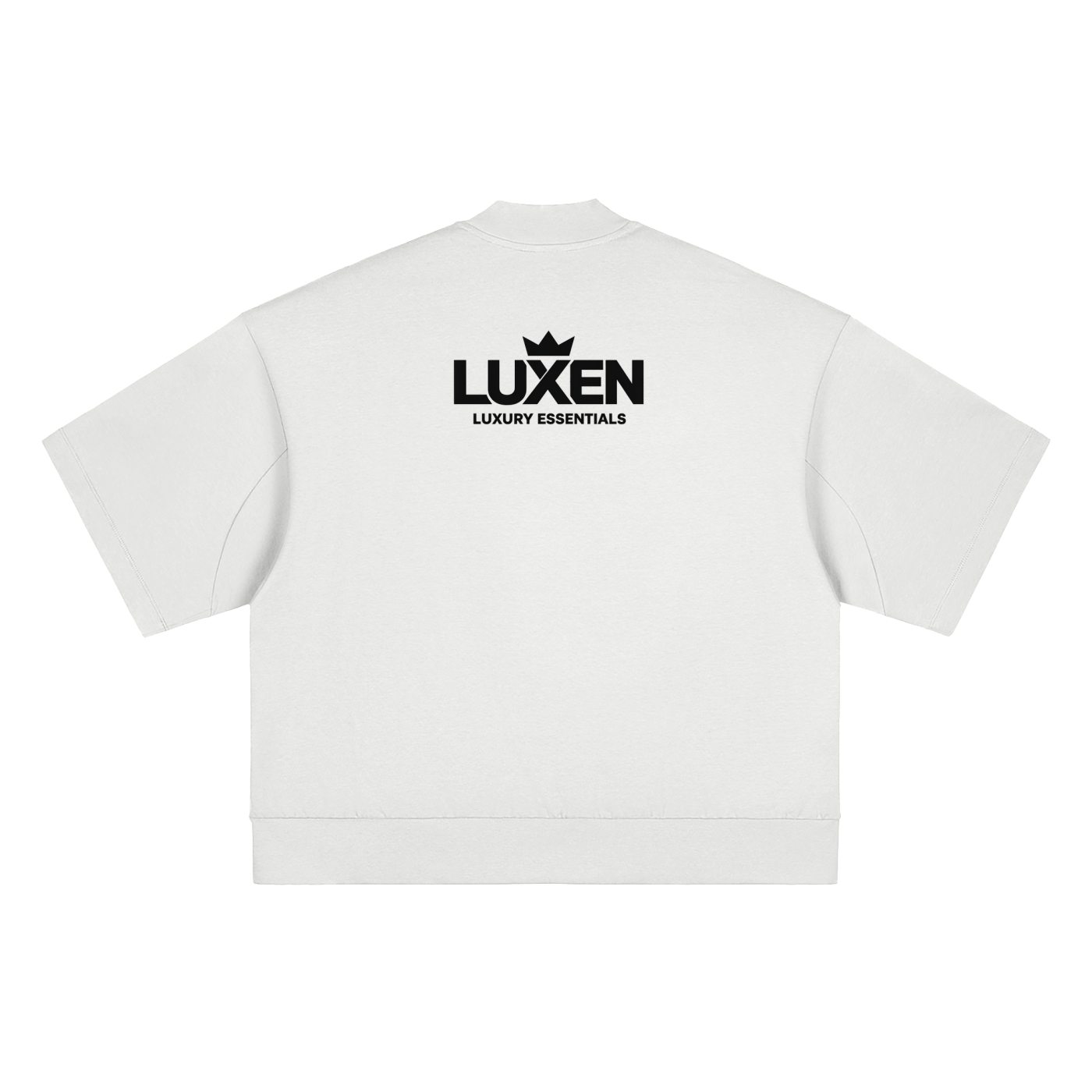 Luxen 10 White Heavyweight Oversized Mock Neck T-shirt 305 gsm