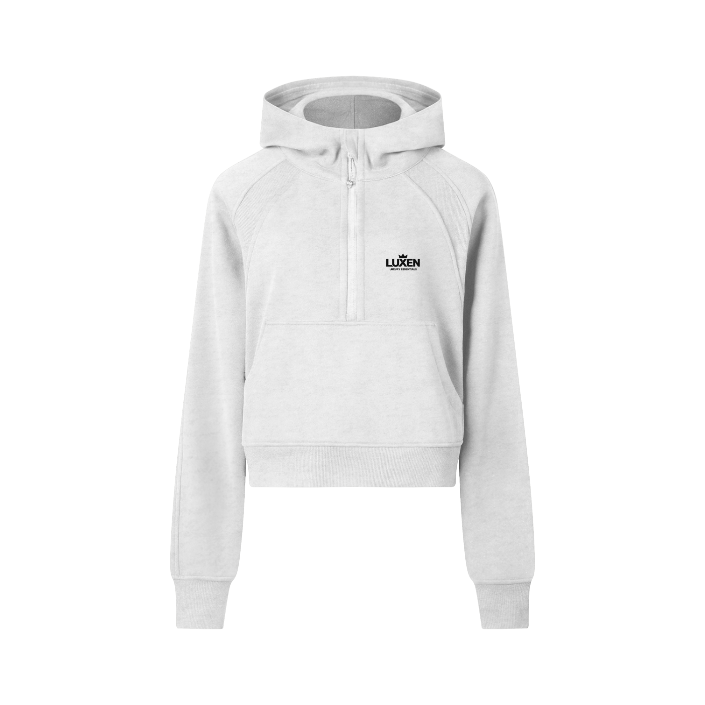 LUXEN Gris Cropped Half-Zip Hoodie