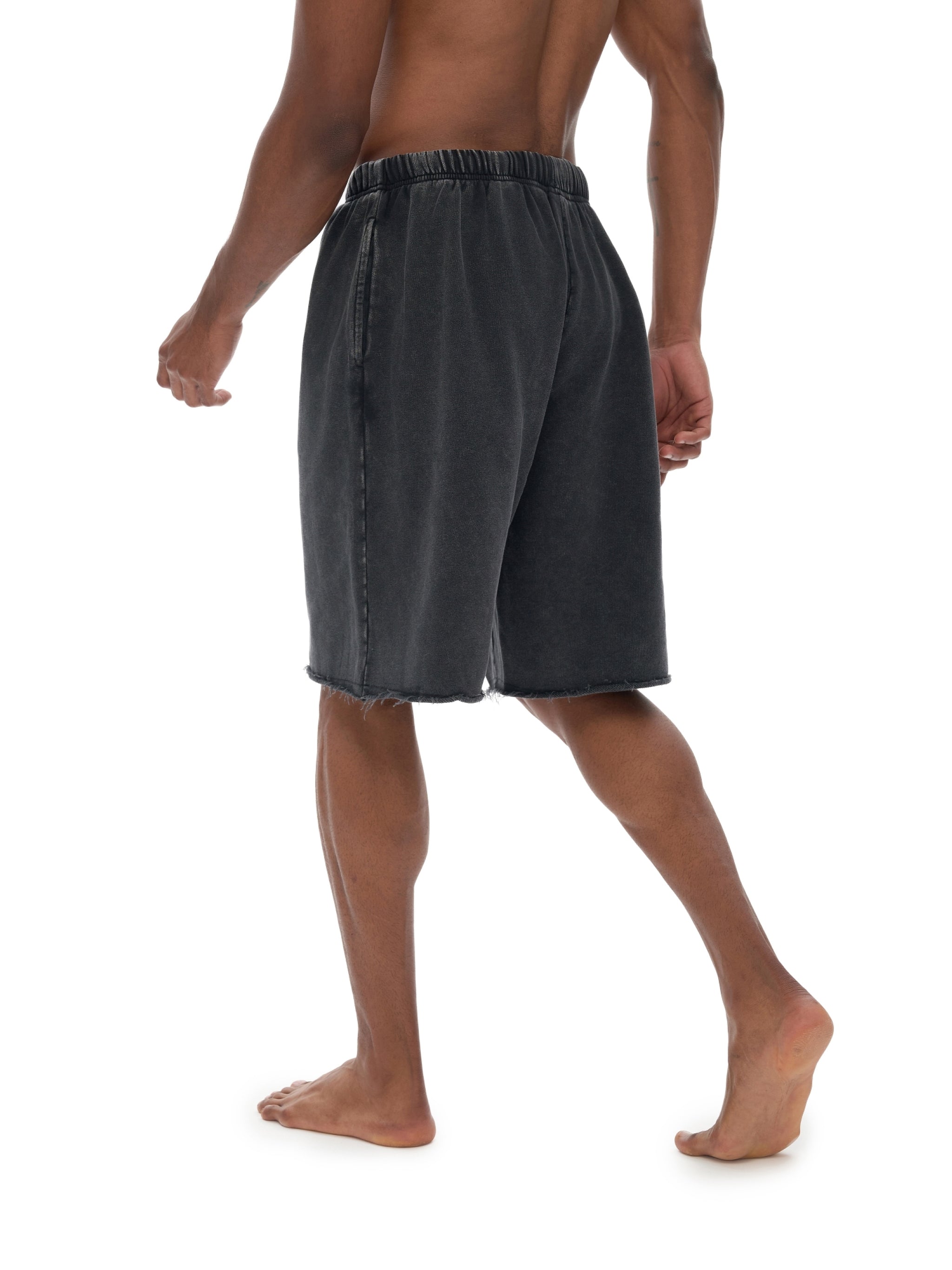 LUXEN Snow Washed Raw Hem Shorts
