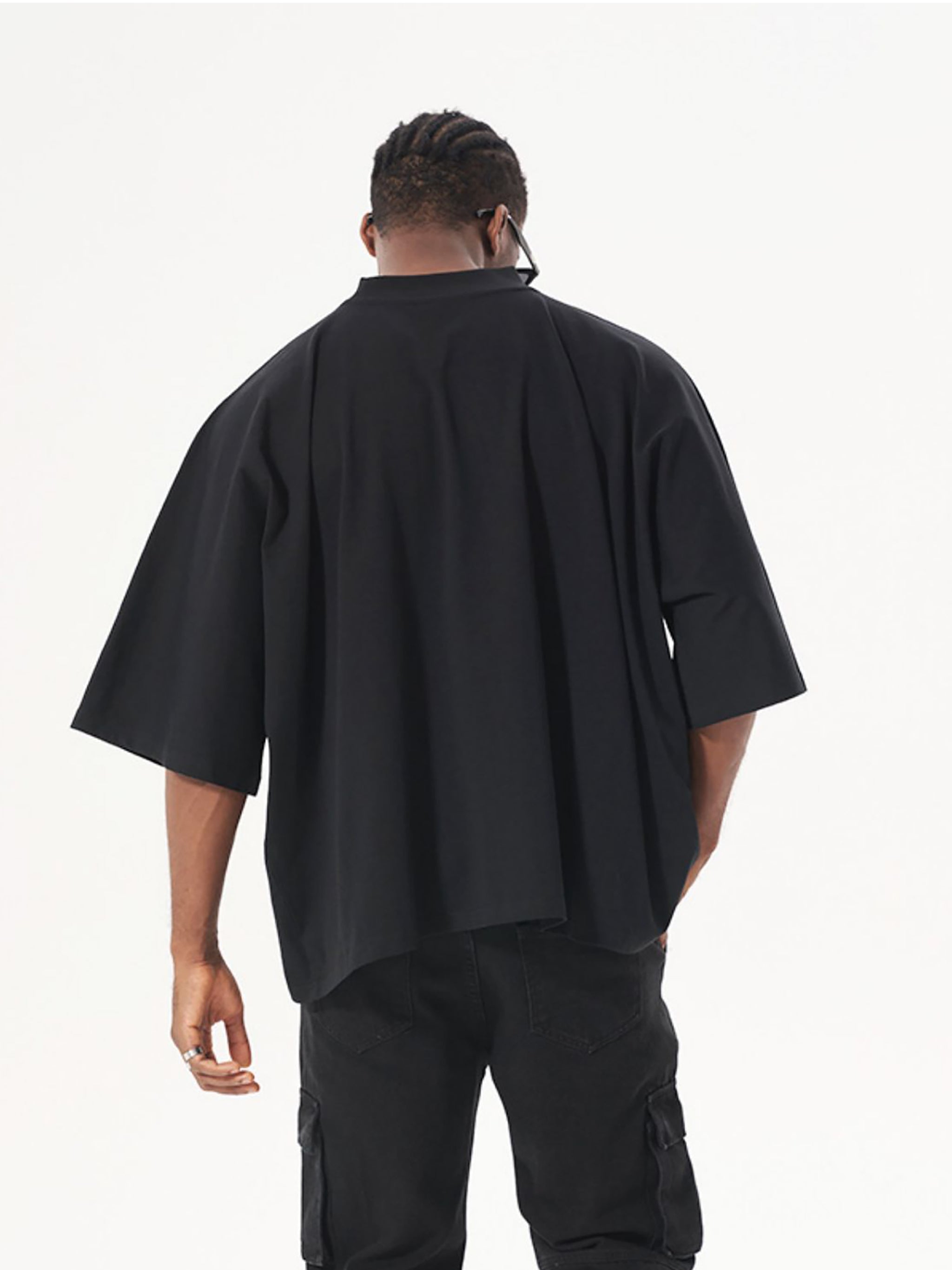 Luxen Black Oversized One-Piece Boxy T-Shirt 300 gsm