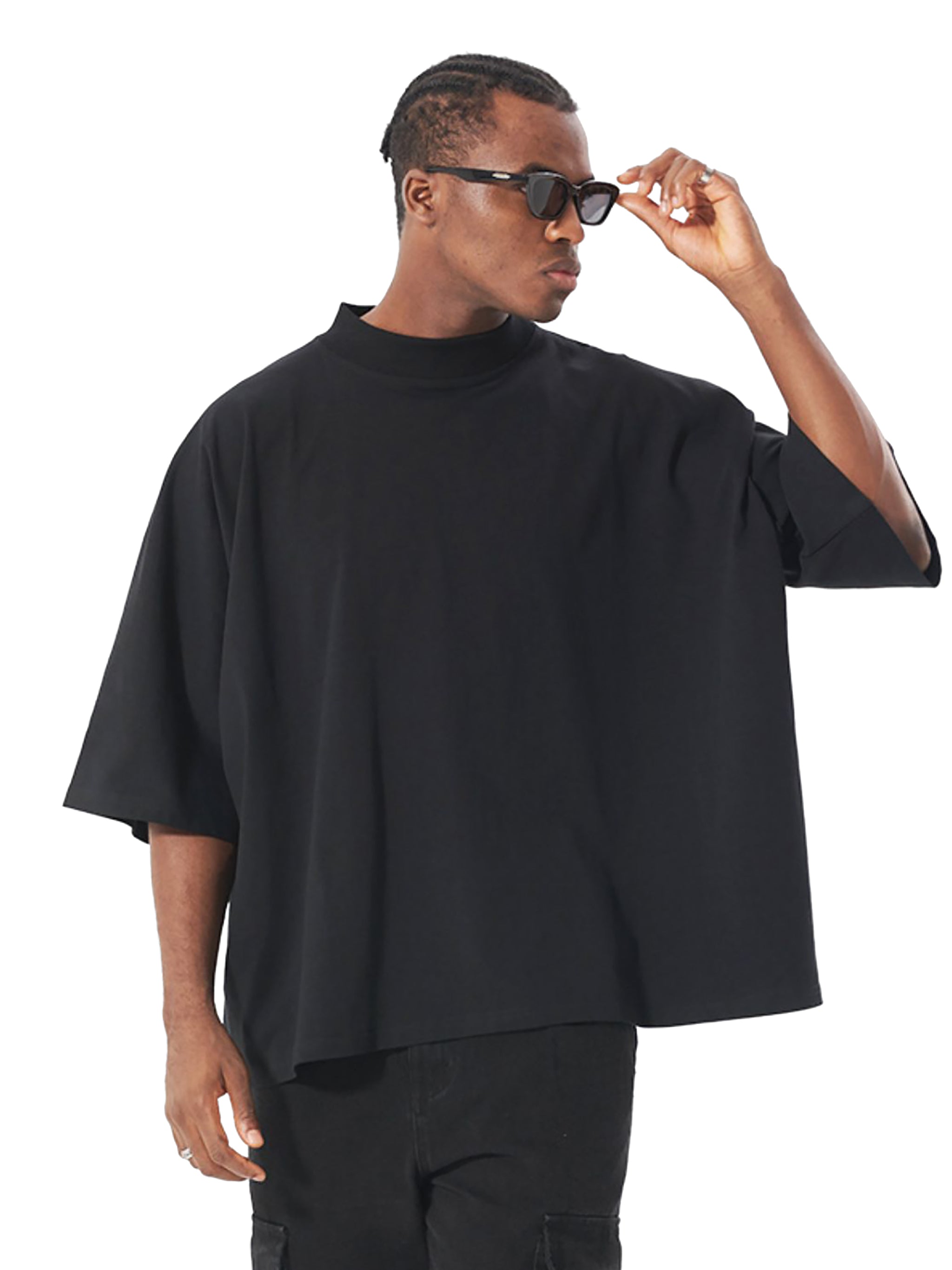 Luxen Black Oversized One-Piece Boxy T-Shirt 300 gsm