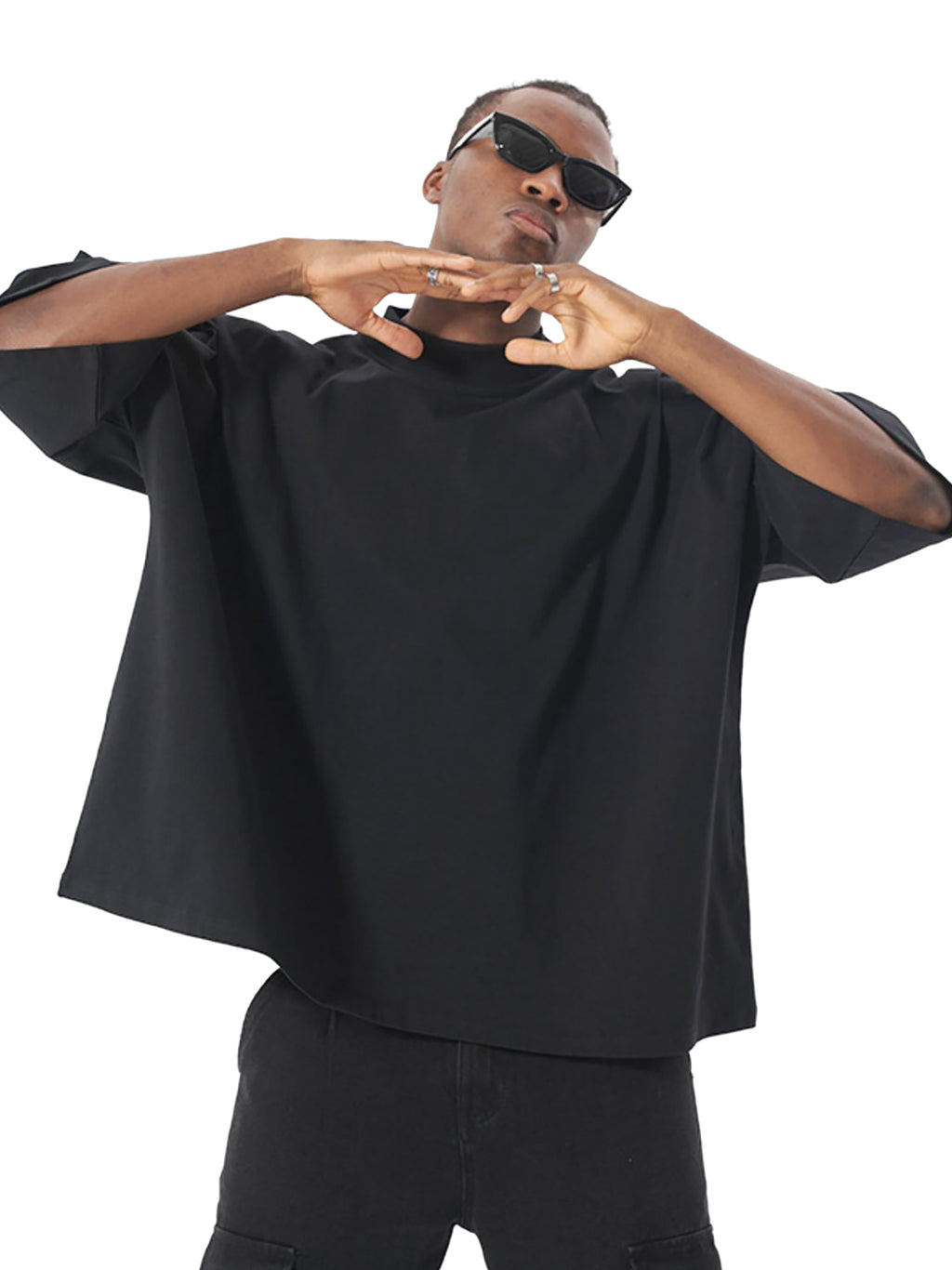 Luxen Black Oversized One-Piece Boxy T-Shirt 300 gsm