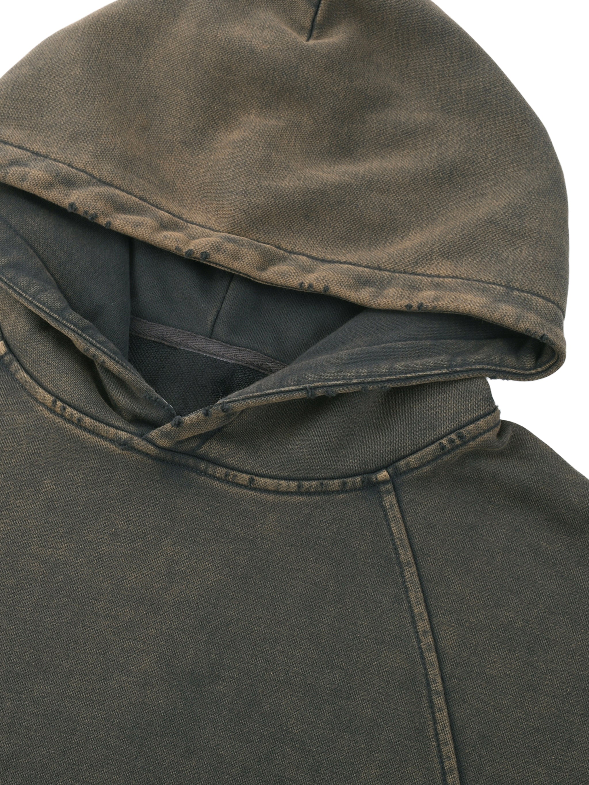 LUXEN Vintage Washed Frayed-Hem Hoodie 340 gsm