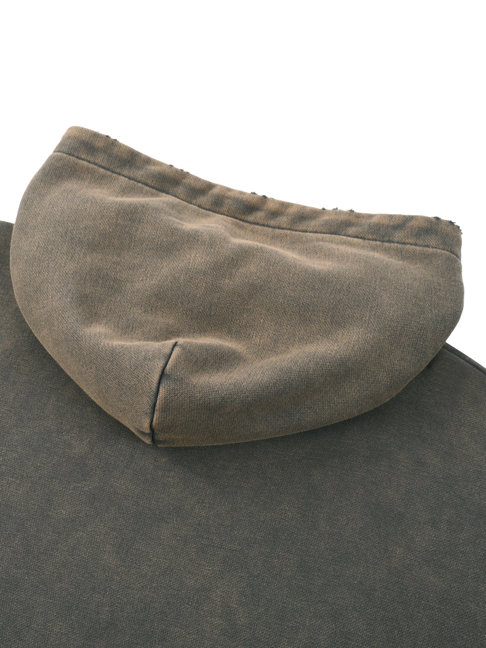 LUXEN Vintage Washed Frayed-Hem Hoodie 340 gsm