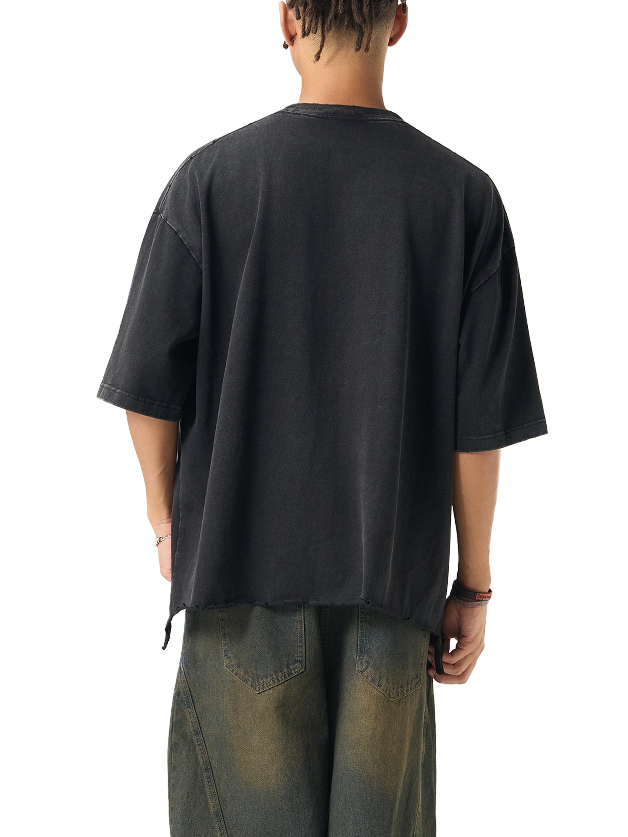 Luxen Snow Wash Raw-Hem Boxy T-shirt 340 gsm