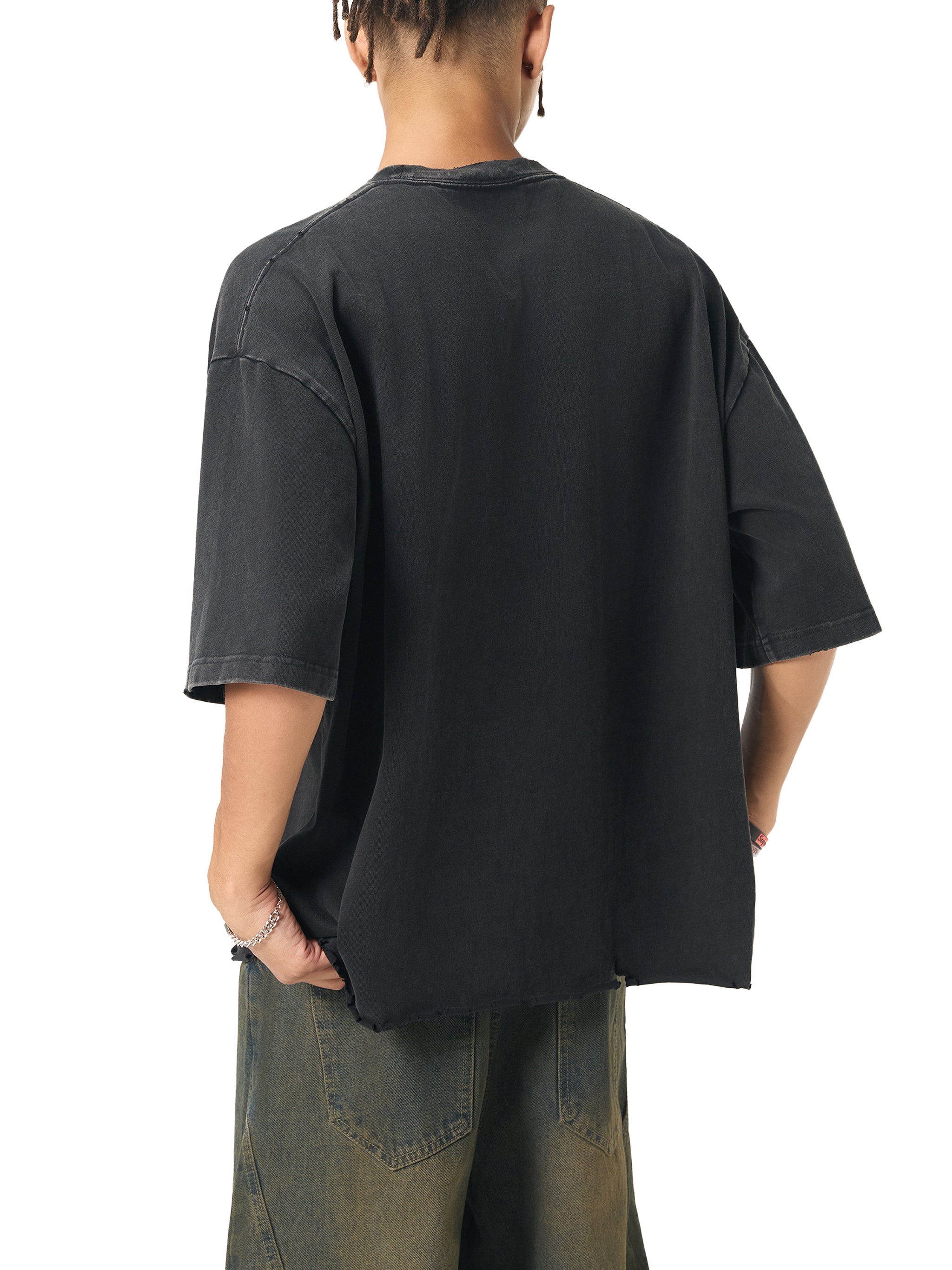 Luxen Snow Wash Raw-Hem Boxy T-shirt 340 gsm