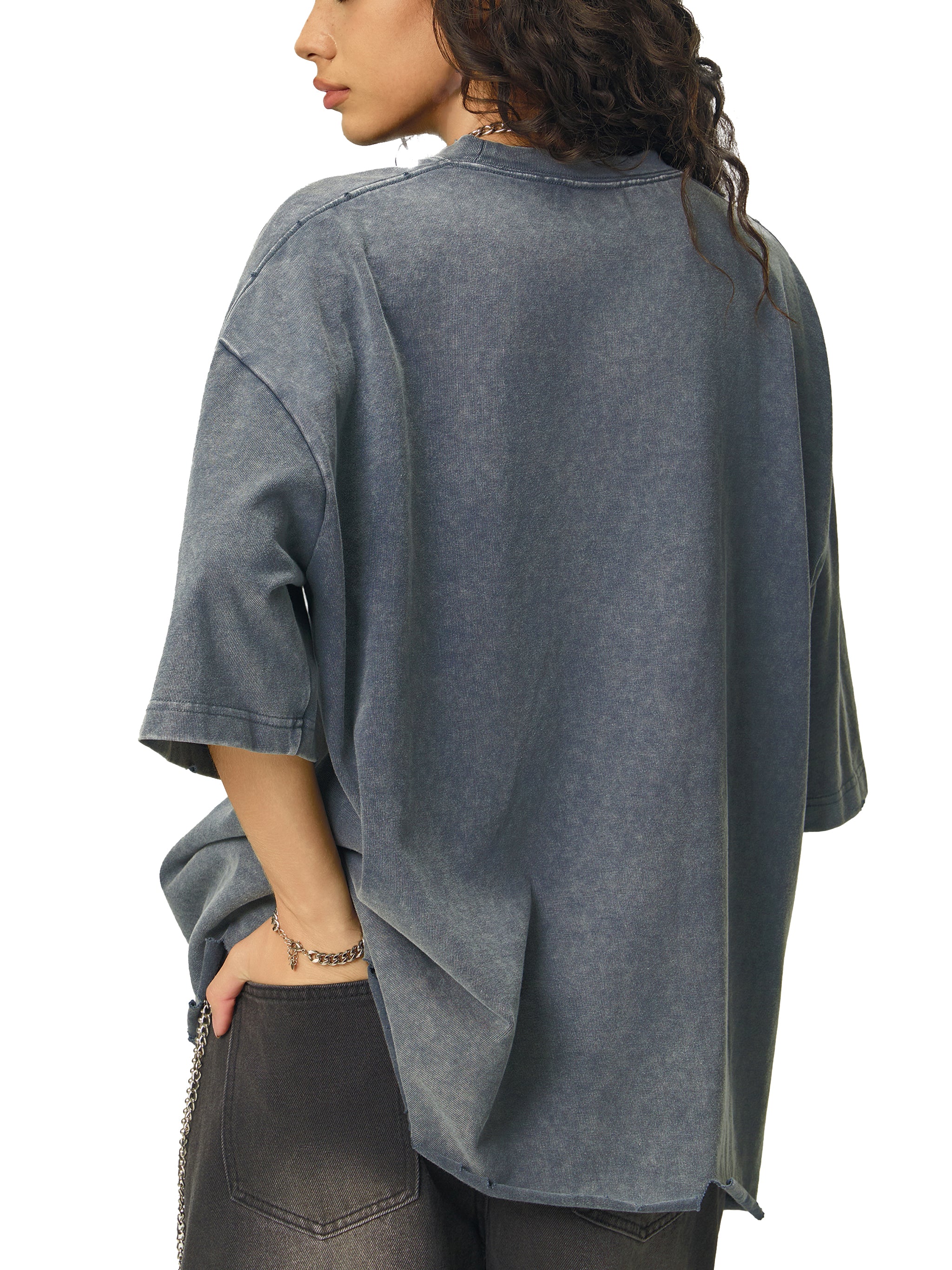 Luxen Snow Wash Raw-Hem Boxy T-shirt 340 gsm