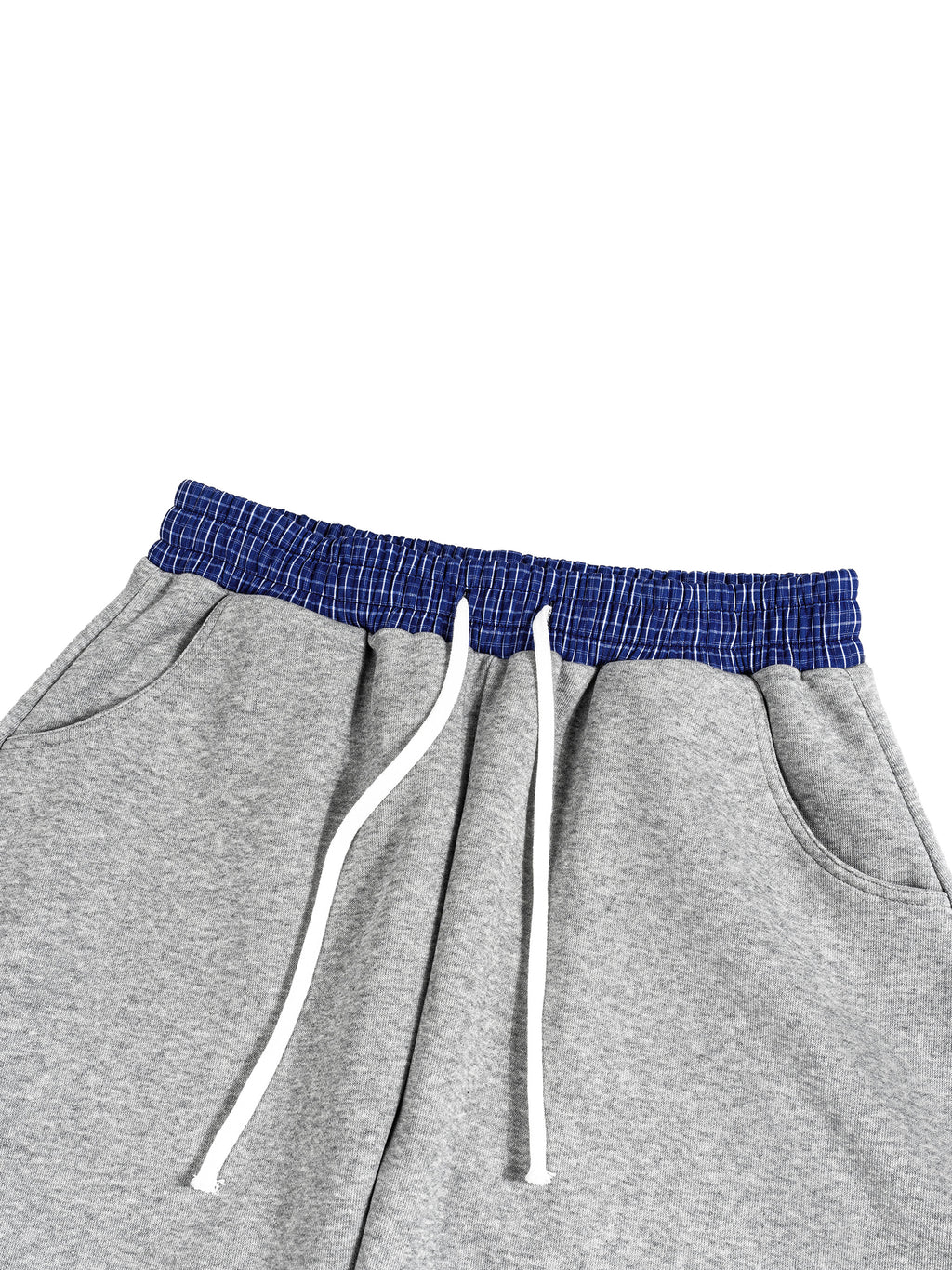 LUXEN Contrast Waist Pants Plaid Waistband Barrel Sweatpants 350 gsm