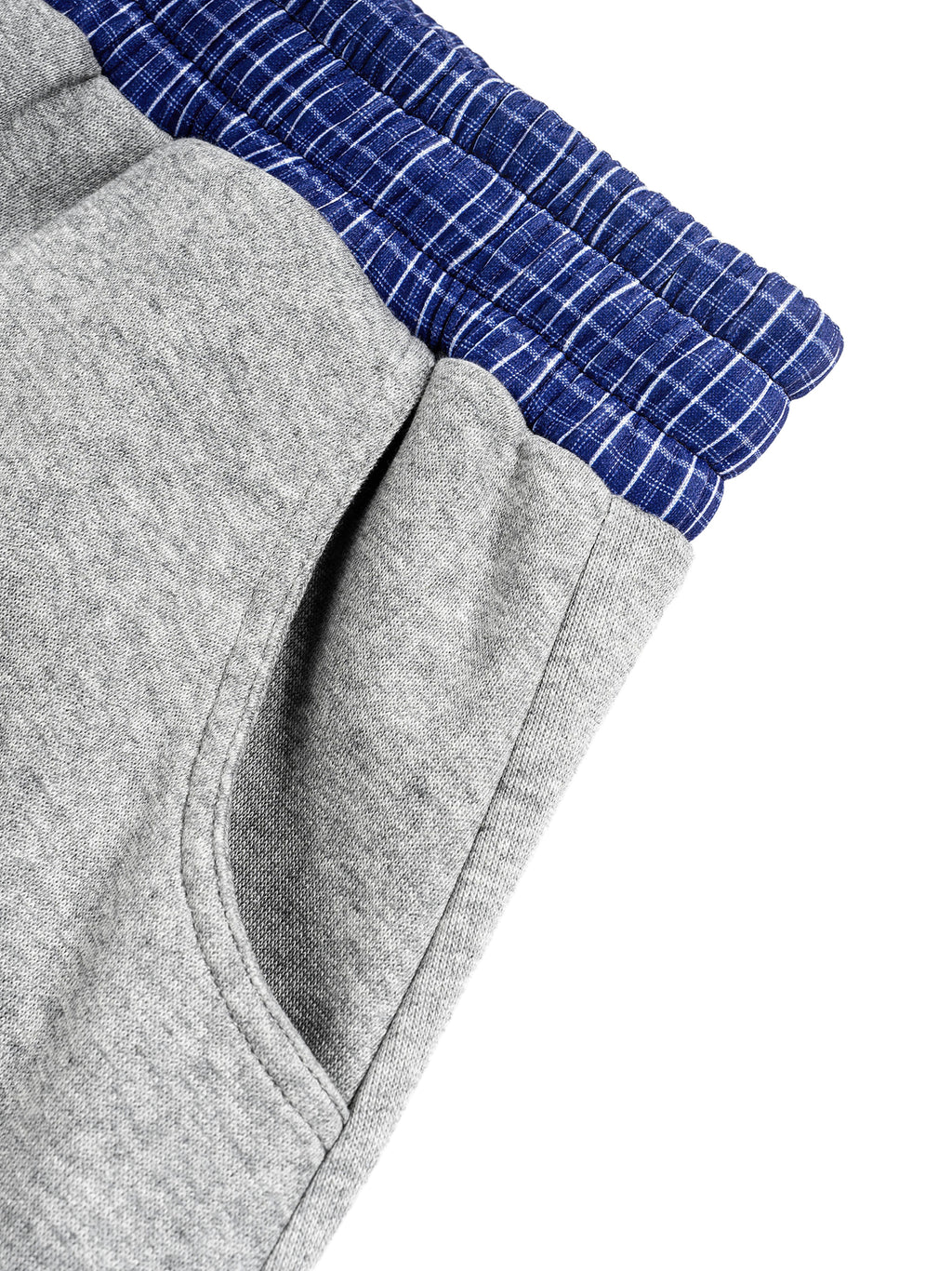 LUXEN Contrast Waist Pants Plaid Waistband Barrel Sweatpants 350 gsm