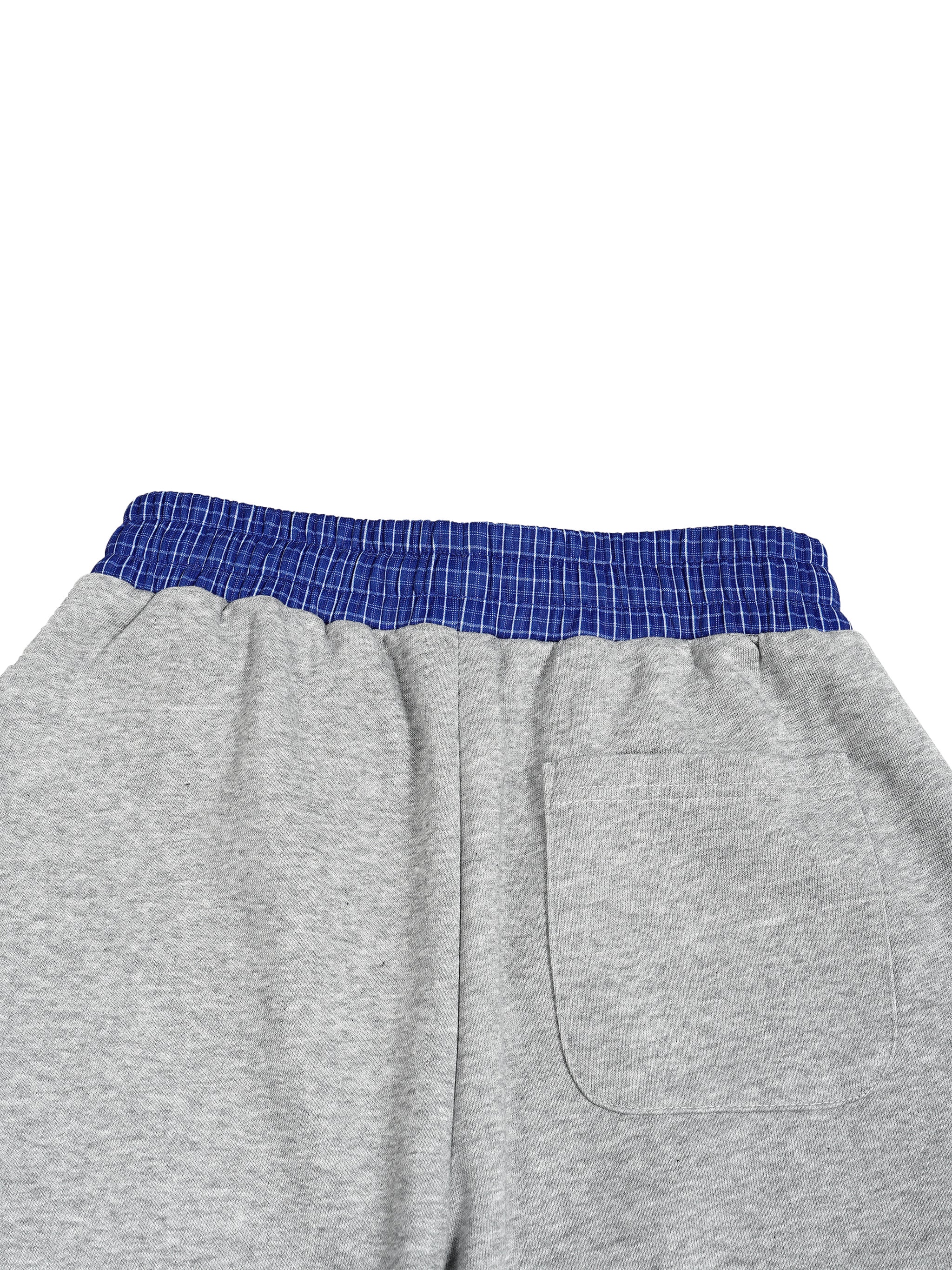 LUXEN Contrast Waist Pants Plaid Waistband Barrel Sweatpants 350 gsm
