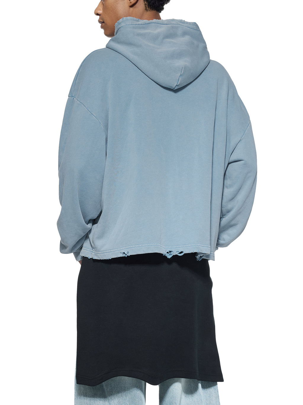 LUXEN Vintage Washed Frayed-Hem Hoodie 340 gsm