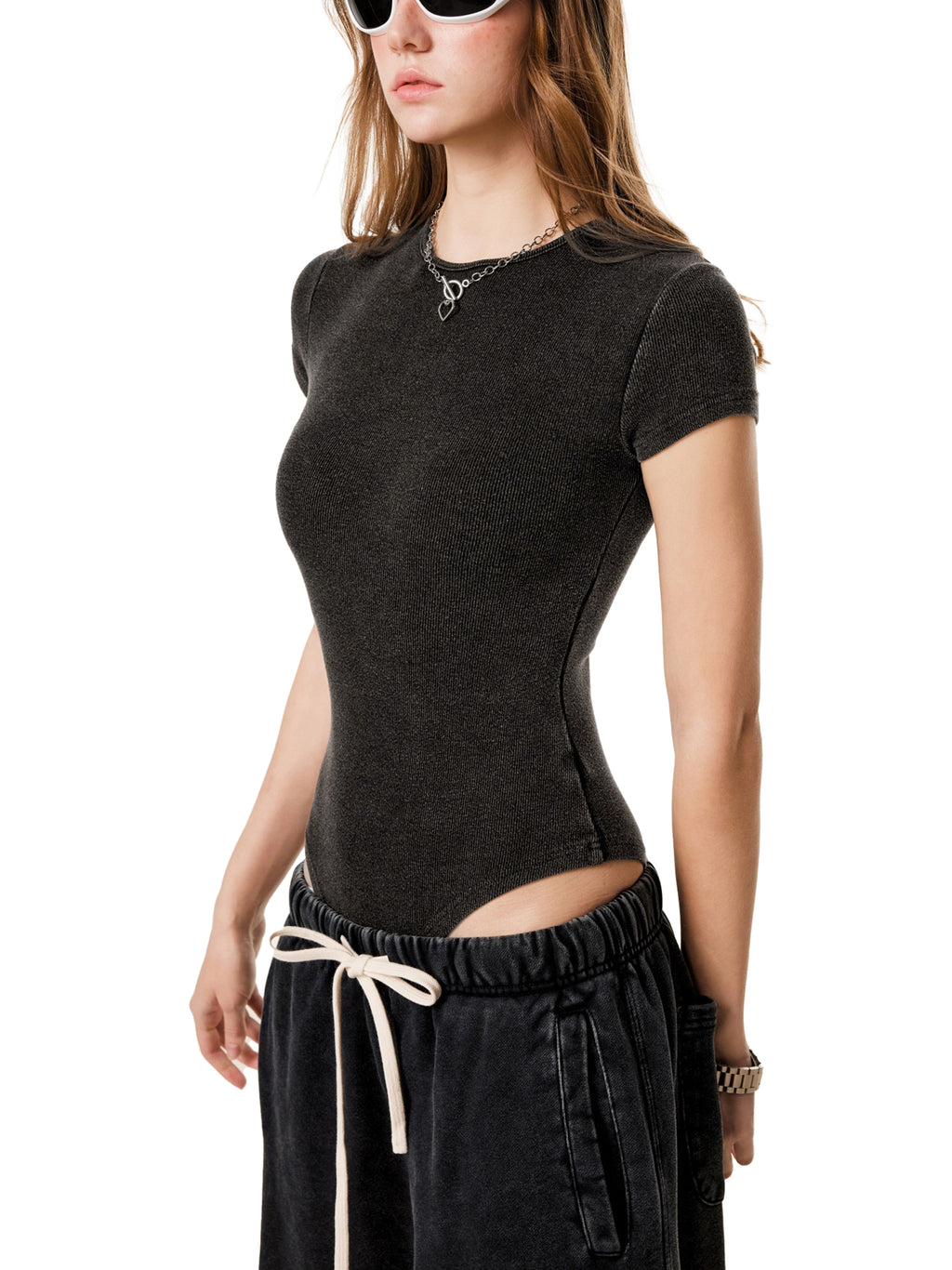 LUXEN Women's Mineral Wash Crewneck Bodysuit
