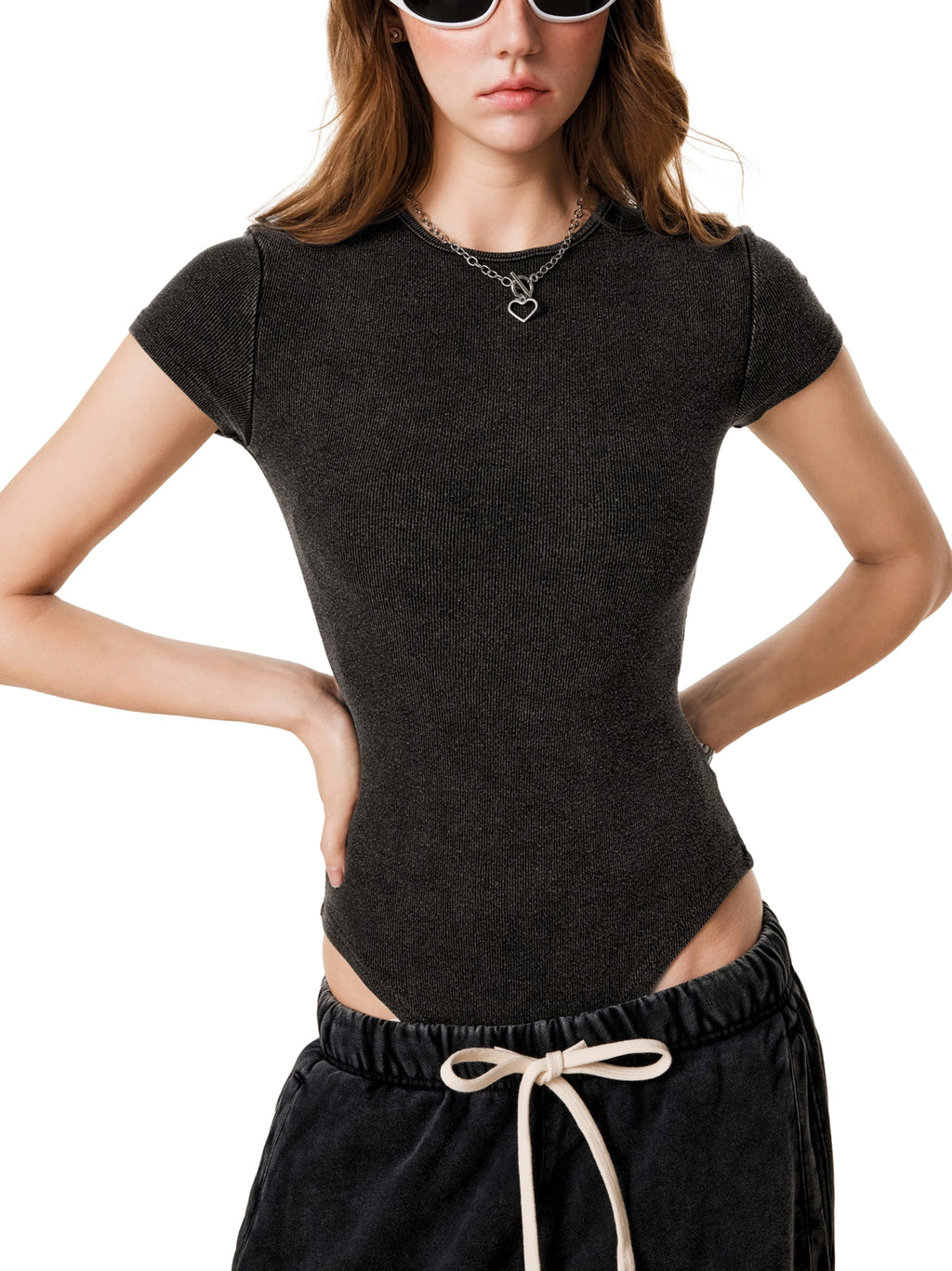 LUXEN Women's Mineral Wash Crewneck Bodysuit