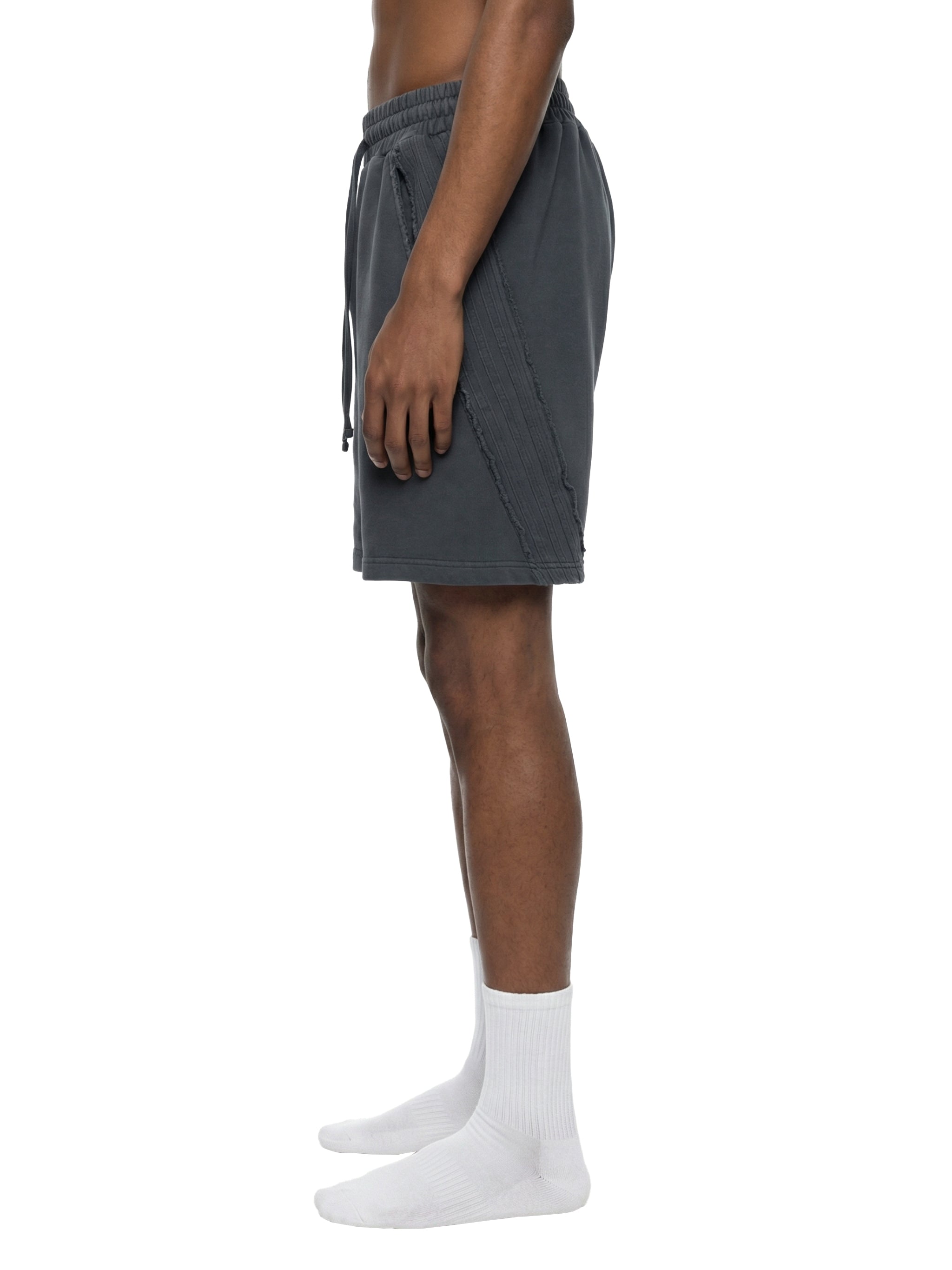 LUXEN Unisex Vintage Wash Raw Edge Shorts