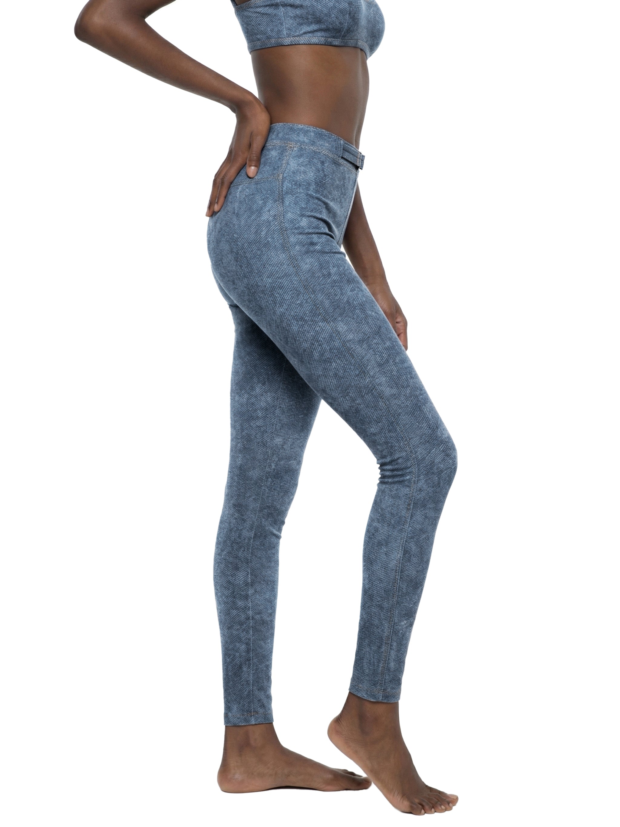 LUXEN Women's Faux Denim Zip-Fly Leggings