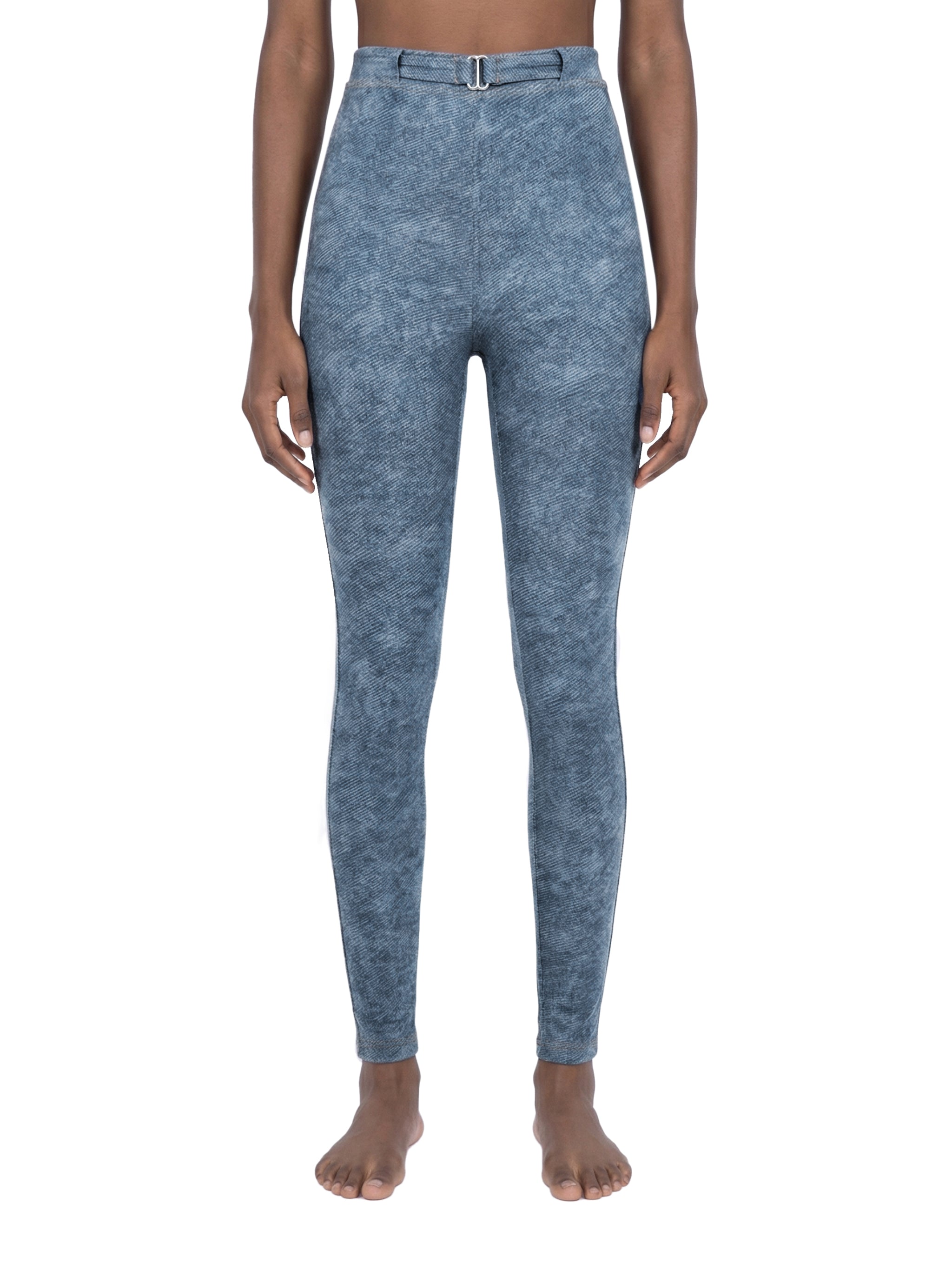 LUXEN Women's Faux Denim Zip-Fly Leggings